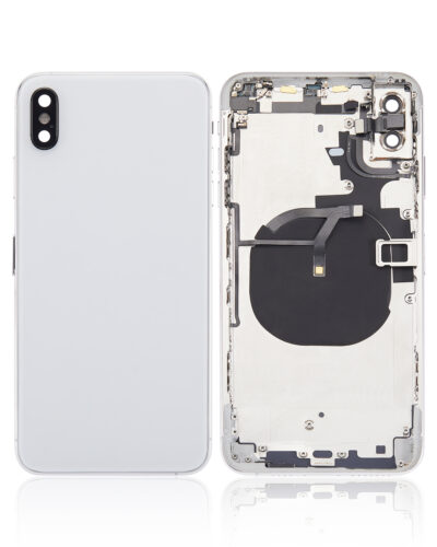 Back Housing W/ Small Components Pre-Installed For iPhone XS Max (No Logo) (Aftermarket Plus) (Silver) – Image 2