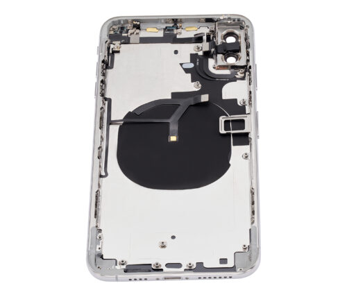 Back Housing W/ Small Components Pre-Installed For iPhone XS Max (No Logo) (Aftermarket Plus) (Silver) – Image 6