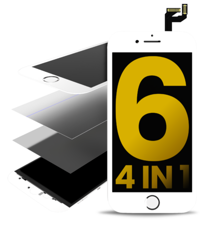 4 in 1 (Front Glass + Polarizer + Frame + OCA Pre-Installed) For iPhone 6 (White) (2 Pack)