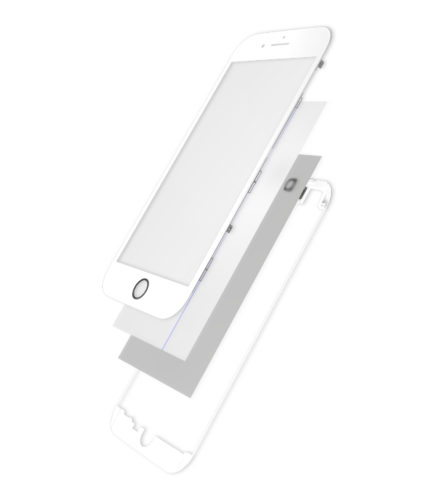 Protection d'écran 4 en 1 (verre avant + cadre + polariseur + film adhésif OCA préinstallé) pour iPhone 8 (lot de 2) (blanc) – Image 5