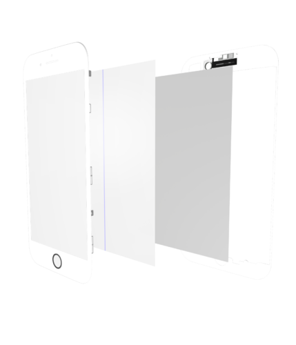 Protection d'écran 4 en 1 (verre avant + cadre + polariseur + film adhésif OCA préinstallé) pour iPhone 8 (lot de 2) (blanc) – Image 7