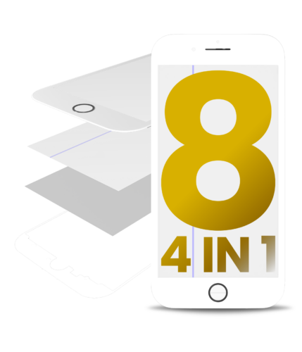 Protection d'écran 4 en 1 (verre avant + cadre + polariseur + film adhésif OCA préinstallé) pour iPhone 8 (lot de 2) (blanc) – Image 3