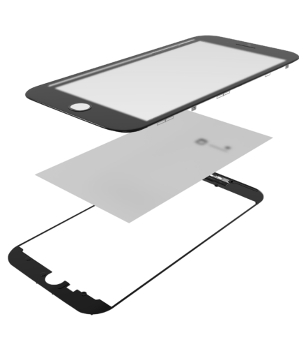 3 en 1 (vitre avant + cadre + OCA pré-installé) pour iPhone 7 (OCA Master) (noir) (lot de 2) – Image 4