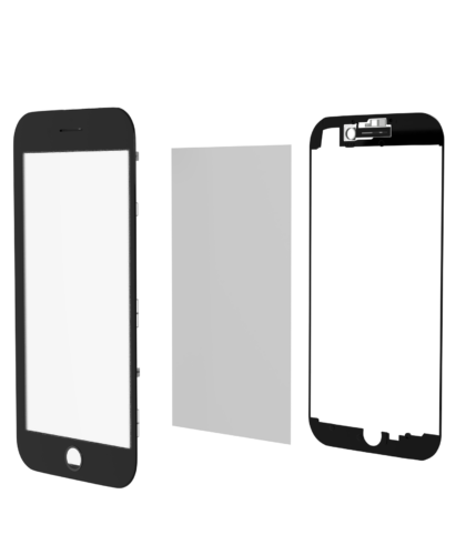 3 en 1 (vitre avant + cadre + OCA pré-installé) pour iPhone 7 (OCA Master) (noir) (lot de 2) – Image 3