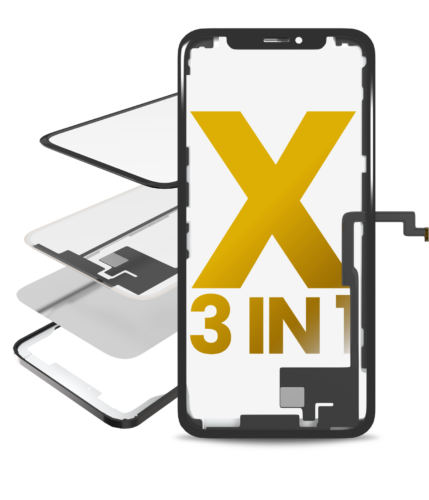 3 in 1 (Front Glass + Frame + OCA Pre-Installed) For iPhone X (Frame With Glue) (Premium) (2 Pack)