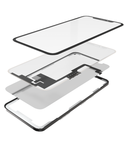 3 en 1 avec cadre Included (Short nappe vitre tactile (digitizer) + vitre avant + OCA pré-installé) pour iPhone X – Image 5