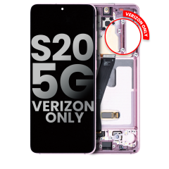 Bloc écran OLED avec cadre pour Samsung Galaxy S20 5G (Verizon 5G UW Frame Only) (Used OEM Pull: Grade A) (Cloud Pink)