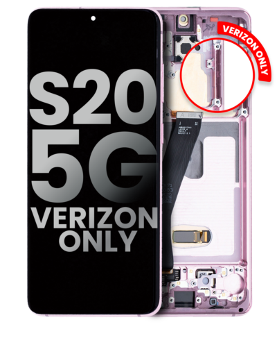 Bloc écran OLED avec cadre pour Samsung Galaxy S20 5G (Verizon 5G UW Frame Only) (Used OEM Pull: Grade A) (Cloud Pink) – Image 7