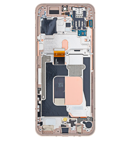 OLED Assembly With Frame For LG V60 ThinQ 5G UW (Verizon 5G UW Frame Only) (Used OEM Pull: Grade B/C) (Classy Blue / Gold Frame) – Image 4
