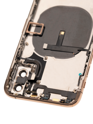 Back Housing W/ Small Components Pre-Installed For iPhone XS (Used OEM Pull: Grade C) (Gold) – Image 7