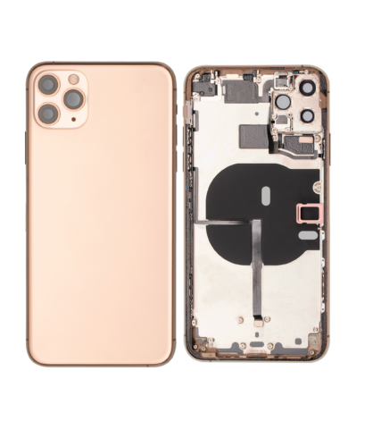 Back Housing W/ Small Components Pre-Installed For iPhone 11 Pro Max (Used OEM Pull: Grade B) (Gold) – Image 8