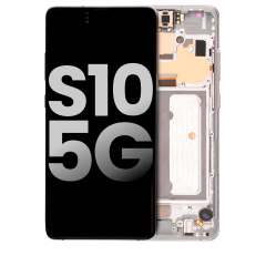 OLED Assembly With Frame For Samsung Galaxy S10 5G (Used OEM Pull: Grade A) (Crown Silver)