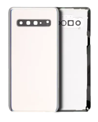 Back Cover Glass With Camera Lens For Samsung Galaxy S10 5G (No Logo) (Aftermarket Plus) (Crown Silver)