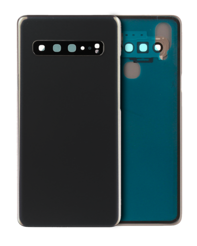 Back Cover Glass With Camera Lens For Samsung Galaxy S10 5G (No Logo) (Aftermarket Plus) (Prism Black)
