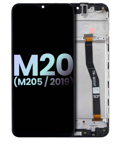 Bloc écran OLED avec cadre pour Samsung Galaxy M20 (M205 / 2019) (Service Pack) (toutes couleurs)