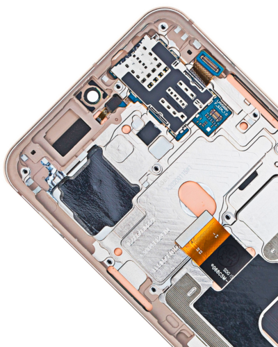 OLED Assembly With Frame For LG V60 ThinQ 5G UW (Verizon 5G UW Frame Only) (Used OEM Pull: Grade B/C) (Classy Blue / Gold Frame) – Image 6