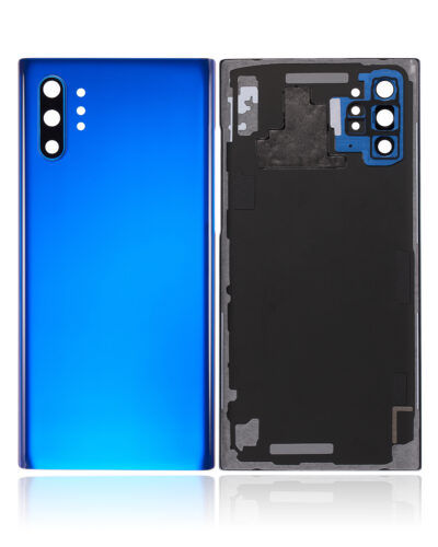 Coque arrière en verre avec objectif pour Samsung Galaxy Note 10 Plus / 5G (sans logo) (Adaptable) (Bleu Aura) – Image 2