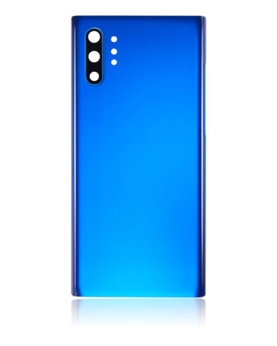 Coque arrière en verre avec objectif pour Samsung Galaxy Note 10 Plus / 5G (sans logo) (Adaptable) (Bleu Aura) – Image 3