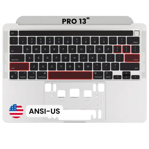 Top case avec clavier (ANSI US) pour MacBook Pro 13" A2338 (2020) (argent)