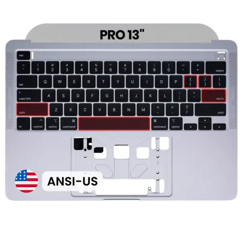 Boîtier supérieur avec clavier (ANSI US) pour MacBook Pro 13" A2289 (2020) (OEM neuf) (Gris sidéral)