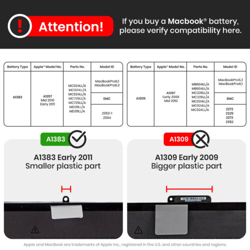 Replacement Battery (A1383) For MacBook Pro 17" A1297 (2011) – Image 2