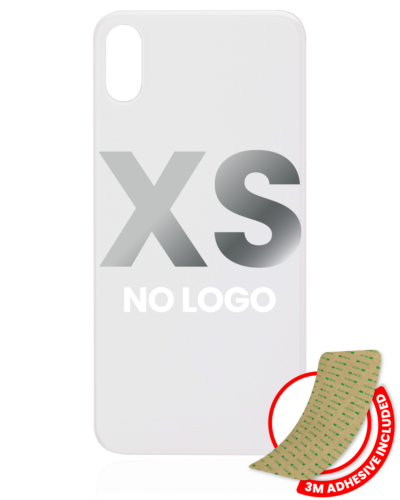 Verre arrière avec adhésif 3M pour iPhone XS (sans logo / grand trou pour la caméra) (argenté)