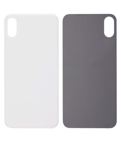 Verre arrière avec adhésif 3M pour iPhone XS (sans logo / grand trou pour la caméra) (argenté) – Image 2