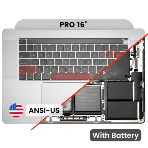 Top case avec batterie et clavier (ANSI US) pour MacBook Pro 16" A2141 (2019) (OEM New) (argent)