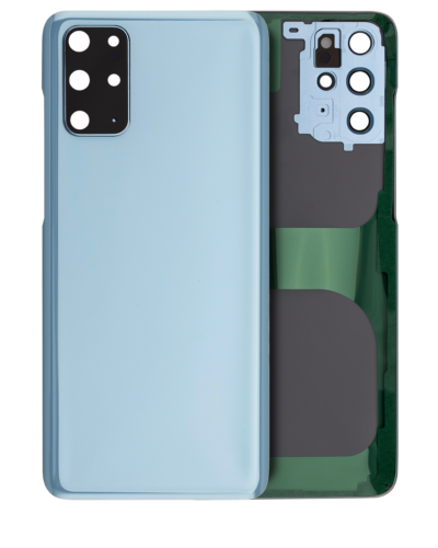 Coque arrière en verre avec objectif pour Samsung Galaxy S20 Plus 5G (sans logo) (Adaptable) (Bleu nuage)