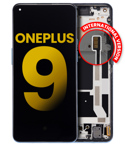 Écran OLED avec cadre pour OnePlus 9 (version internationale) (reconditionné) (Arctic Sky)
