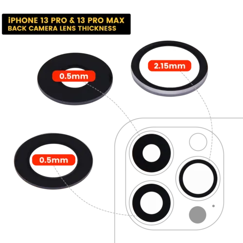 Lentille de caméra arrière (verre uniquement) avec adhésif pour iPhone 13 Pro / 13 Pro Max (ensemble de 3 pièces) (véritable saphir) (Premium) – Image 2