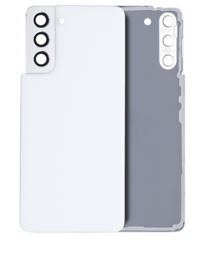 Coque arrière en verre avec objectif de caméra pour Samsung Galaxy S21 5G (Pack de service) (Blanc fantôme)