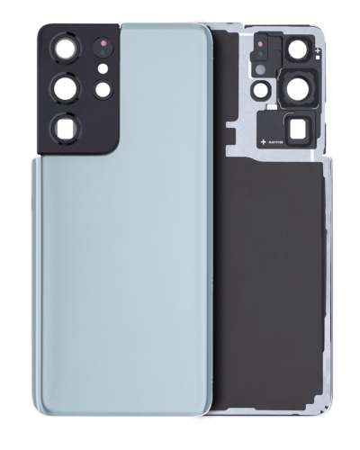 Back Cover Glass With Camera Lens For Samsung Galaxy S21 Ultra (No Logo) (Aftermarket Plus) (Phantom Titanium)
