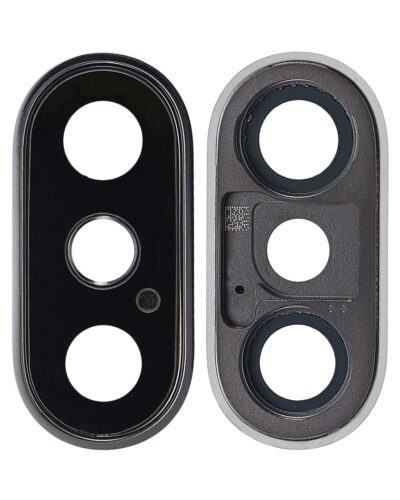 Objectif de caméra arrière avec support et cadre pour iPhone XS / XS Max (Aftermarket Plus) (Argent) (Lot de 10) – Image 2