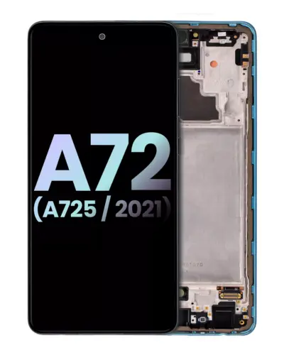 OLED Assembly With Frame For Samsung Galaxy A72 (A725 / 2021) (Service Pack) (Awesome Blue)