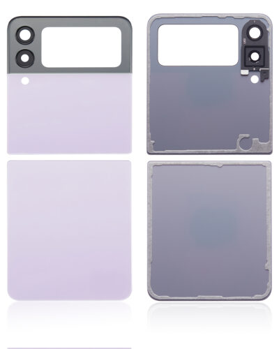 Top & Bottom Back Cover Glass With Camera Lens For Samsung Galaxy Z Flip 3 5G (Aftermarket Plus) (Lavender) – Image 2