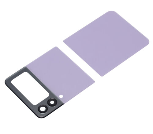 Top & Bottom Back Cover Glass With Camera Lens For Samsung Galaxy Z Flip 3 5G (Aftermarket Plus) (Lavender) – Image 5
