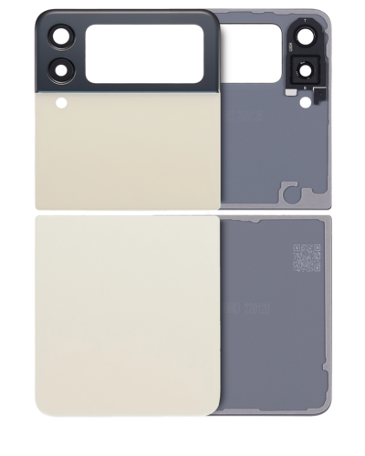 Top & Bottom Back Cover Glass With Camera Lens For Samsung Galaxy Z Flip 3 5G (Aftermarket Plus) (Cream)