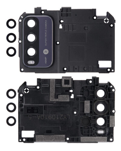 Objectif de caméra arrière avec support/cadre pour Xiaomi Redmi Note 9 4G (gris) – Image 3