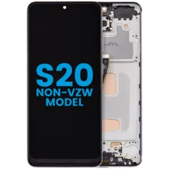 Écran LCD complet avec cadre (sans empreinte digitale capteur) pour Samsung Galaxy S20 (Non-Verizon 5G UW Frame) (Aftermarket: Incell) (Cloud White)
