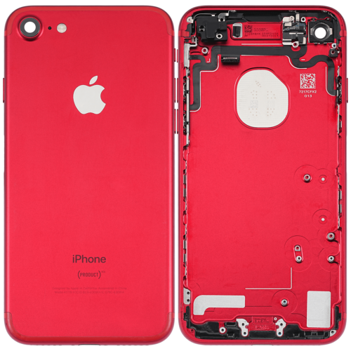 Back Housing W/ Small Components Pre-Installed For iPhone 7 (Used OEM Pull: Grade A) (Red) – Image 2
