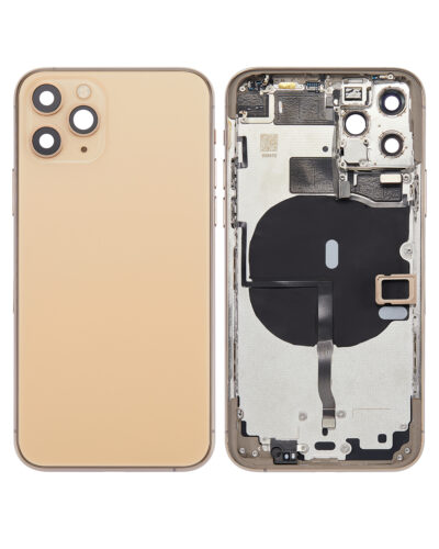 Coque arrière avec petits composants préinstallés pour iPhone 11 Pro (sans logo) (Pièce de rechange Plus) (Or) – Image 2