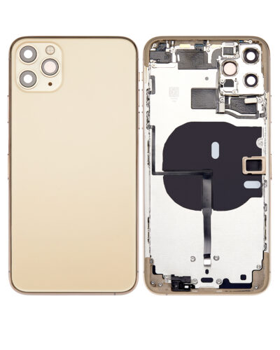 Coque arrière avec petits composants préinstallés pour iPhone 11 Pro Max (sans logo) (Pièce de rechange Plus) (Or) – Image 2