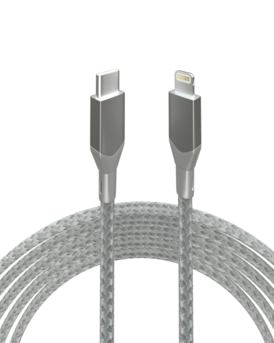 Lightning To USB Type C Cable (Non-MFI) (1 m / 3 ft) (AmpSentrix Infinity) (Silver) – Image 2