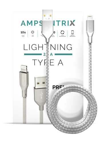 USB Type A To Lightning Cable (Non-MFI) (1 m / 3 ft) (AmpSentrix Infinity) (Silver) – Image 6