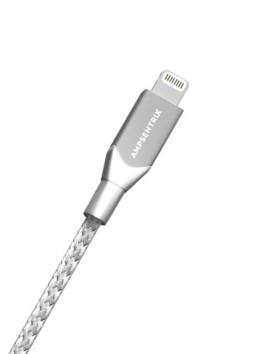 USB Type A To Lightning Cable (Non-MFI) (1 m / 3 ft) (AmpSentrix Infinity) (Silver) – Image 4