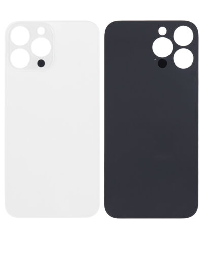Verre arrière avec adhésif 3M pour iPhone 13 Pro Max (sans logo / grand trou pour la caméra) (argent) – Image 2