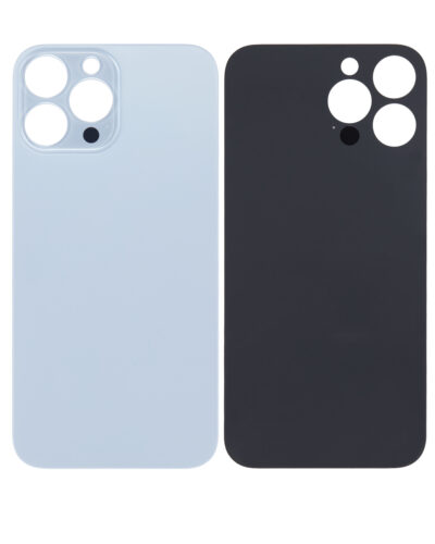 Verre arrière avec adhésif 3M pour iPhone 13 Pro Max (sans logo / grand trou pour la caméra) (Bleu Sierra) – Image 2