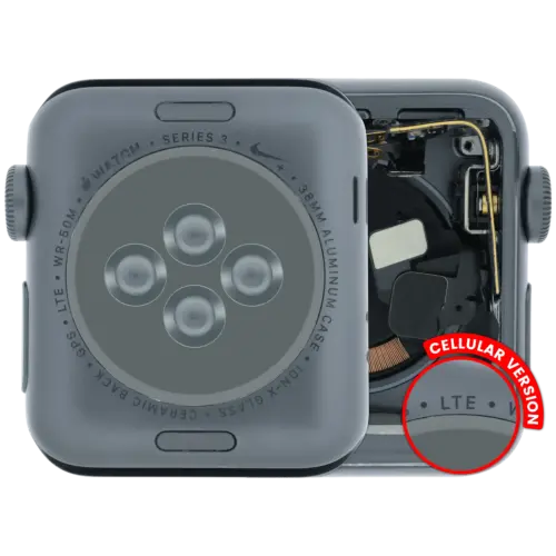Châssis bloc compatible pour Watch Series 3 (38MM) (Used OEM Pull: Grade A) (Cellular Version) (Aluminum / Space Black)