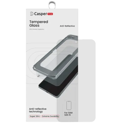 Casper Snap verre trempé compatible pour Samsung Galaxy S25 FE 5G / Samsung Galaxy S26 FE 5G (Retail Pack) (AR Clear)